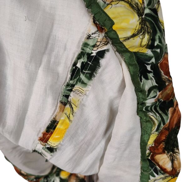 Vintage 50s Boat Neck Fit Flare Dress Size XS Yellow Brown Floral Print Sequin - Picture 14 of 16